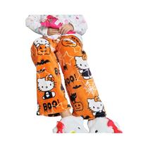 Calças De Pijama Coral De Lã Macia Feminina Sanrio Hello Kitty Kawaii Anime Calças Casuais Para Casa