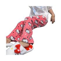 Calças De Pijama De Fleece Hello Kitty Para Mulheres, Dupla Elasticidade, Macias, Calças De Cartoon