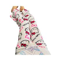 Calças De Pijama Femininas De Moletom Grosso Hello Kitty Com Elástico Duplo, Macias, Presente De