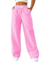 Calças de pijama Lounge LOMON listradas de algodão para pernas largas para mulheres