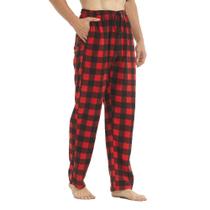 Calças De Pijama Masculinas Em Flanela Xadrez Com Bolsos, Confortáveis E Quentes Para Dormir
