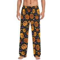 Calças de pijama Ollabaky Halloween Purple Bats para homens XXL