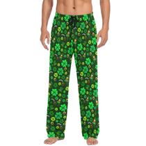 Calças de pijama Ollabaky St. Patrick's Day Clover Green para homens