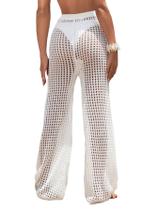 Calças de praia com capa de banho RoseSeek White para mulheres