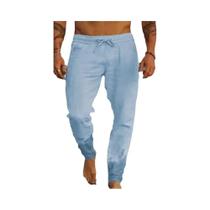 Calças De Praia Masculinas De Verão Em Algodão E Linho, Calças Casuais Largas E Retas, Moda De Rua