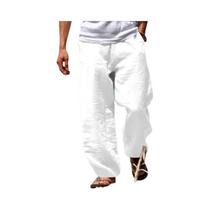 Calças De Praia Masculinas De Verão Respiráveis Soltas Retas Casuais Em Cores Sólidas Estilo