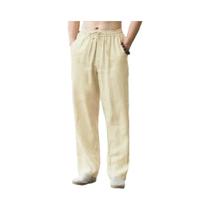 Calças De Praia Masculinas Em Algodão E Linho, Calças Casuais Largas Para Primavera E Verão,