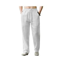 Calças De Praia Masculinas Em Algodão E Linho, Calças Casuais Largas Para Primavera E Verão,