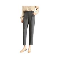 Calças De Terno Femininas De Cintura Alta, Retas, Pretas, Casuais E Formais, Comprimento Até O