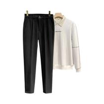 Calças De Terno Masculinas De Lã Grossa Para Negócios, Outono Inverno, Cintura Elástica, Clássicas Calças De Terno Masculinas De Lã Grossa Para Negócios, Outono Inverno, Cintura Elástica, Clássicas