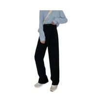 Calças De Terno Pretas De Cintura Alta Para Mulheres, Corte Reto, Casual Para Escritório, Moda