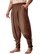 Calças de tornozelo medievais masculinas Runcati, calças de algodão com cadarço