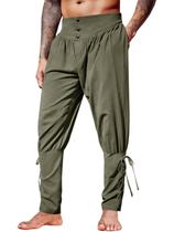 Calças de tornozelo medievais masculinas Runcati Renaissance Pirate Linen Calças de tornozelo medievais masculinas Runcati Renaissance Pirate Linen