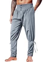 Calças de tornozelo Runcati Medieval Renaissance Viking Pirate Masculinas