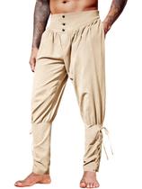 Calças de tornozelo Runcati Medieval Renaissance Viking Pirate Masculinas