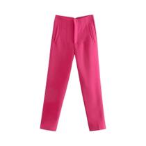 Calças de Tornozelo Vintage de Cintura Alta para Mulheres - Calça Casual com Bolsos