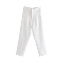 Calças de Tornozelo Vintage de Cintura Alta para Mulheres - Estilo Chique para Escritório