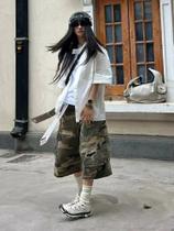 Calças De Trabalho Camufladas Jeans Reto Cropped Para Homens E Mulheres Shorts Versáteis De Verão