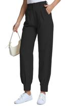 Calças de trabalho femininas Teepie Business Casual de cintura alta pretas