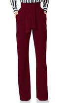 Calças de trabalho Lucuna High Rise Straight Leg para mulheres, vinho tinto