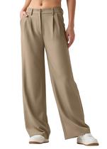 Calças de trabalho Willit, pernas largas, cintura alta, femininas, bronzeadas, tamanho S Calças de trabalho Willit, pernas largas, cintura alta, femininas, bronzeadas, tamanho S