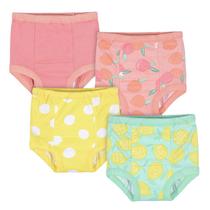 Calças de treino Gerber Baby Girls, pacote com 4, roupa íntima 3T pêssego/amarela