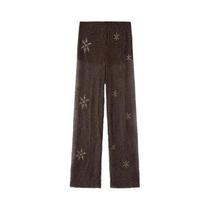 Calças De Tule Largas Com Lantejoulas Para Mulheres, Verão, Semi Transparentes, Longas, Estilo