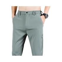 Calças De Verão Masculinas Verde Exército Finas E Casuais Com Stretch, Corte Slim Fit, Estilo
