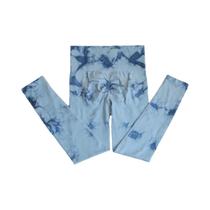 Calças de Yoga Cintura Alta Push Up Sem Costura Tie Dye - Fitness e Treino