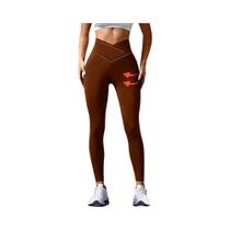 Calças De Yoga Esportivas plus Size De Cor Sólida Com Cintura Cruzada Elástica E Respirável Para