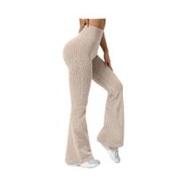 Calças De Yoga Femininas De Cintura Alta Com Corte Bell Bottom, Ajuste Justo E Design Confortável