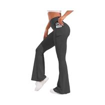 Calças De Yoga Femininas De Cintura Alta Com Pernas Largas, Bolsos E Efeito Push up Para Corrida E