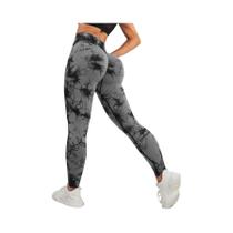 Calças De Yoga Femininas De Cintura Alta Sem Costura Com Estampa Tie-dye, Leggings Macias E