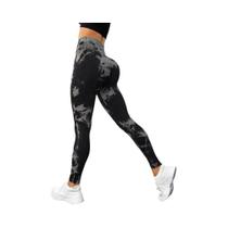 Calças De Yoga Femininas De Cintura Alta Sem Costura Com Estampa Tie-Dye, Leggings Para Treino Que