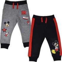 Calças Disney Mickey Mouse para meninos, pacote com 2, preta/cinza, 3T