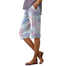 Calças Domirica Summer para mulheres com estampa de penas de algodão 5XL