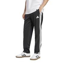 Calças esportivas adidas de 3 listras em tricô com bainha aberta para homens pretas Calças esportivas adidas de 3 listras em tricô com bainha aberta para homens pretas
