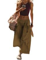 Calças esportivas Hooever Loose Wide Leg femininas Darkkhaki-XS Calças esportivas Hooever Loose Wide Leg femininas Darkkhaki-XS