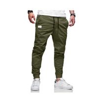 Calças Esportivas Masculinas De Cor Sólida Com Cordão, Calças Casuais Leves Para Homens