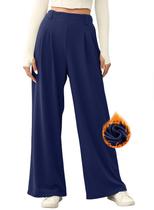 Calças EVALESS Wide Leg Waffle Knit, pijamas, azul marinho, 2X femininos Calças EVALESS Wide Leg Waffle Knit, pijamas, azul marinho, 2X femininos