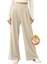 Calças EVALESS Wide Leg Waffle Knit, pijamas femininas, bege, 2X