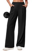 Calças Ewedoos Wide Leg Waffle de cintura alta para mulheres