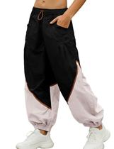 Calças Faleave Baggy Wide Leg para mulheres pretas tamanho M