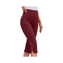 Calças Femininas De Cintura Alta Com Elástico, Comprimento Sete Oitavos, Calças De Camada Base Até a