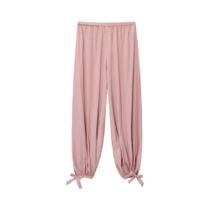 Calças Femininas De Cintura Alta Em Cor Sólida Com Laço, Calças Casuais Largas Com Cintura Elástica Calças Femininas De Cintura Alta Em Cor Sólida Com Laço, Calças Casuais Largas Com Cintura Elástica