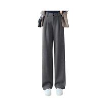Calças Femininas De Cintura Alta Em Lã Grossa Com Corte Reto Para Outono E Inverno, Calças Clássicas Calças Femininas De Cintura Alta Em Lã Grossa Com Corte Reto Para Outono E Inverno, Calças Clássicas