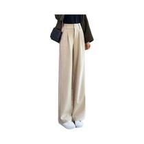 Calças Femininas De Cintura Alta Em Lã Grossa Com Corte Reto Para Outono E Inverno, Calças Clássicas Calças Femininas De Cintura Alta Em Lã Grossa Com Corte Reto Para Outono E Inverno, Calças Clássicas