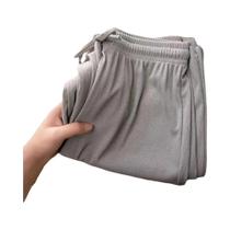 Calças Femininas De Cintura Alta Em Seda Gelada Macia, Perna Larga, Soltas, Confortáveis, Casuais, Calças Femininas De Cintura Alta Em Seda Gelada Macia, Perna Larga, Soltas, Confortáveis, Casuais,