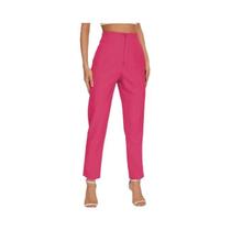 Calças Femininas De Cintura Alta Slim Fit, Cor Sólida, Para Escritório E Deslocamento, Com Zíper E