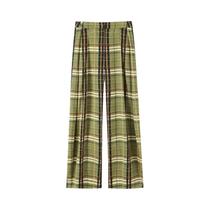 Calças Femininas De Cintura Alta Xadrez Largas Moda Outono Calças De Perna Larga Oversize Street Calças Femininas De Cintura Alta Xadrez Largas Moda Outono Calças De Perna Larga Oversize Street